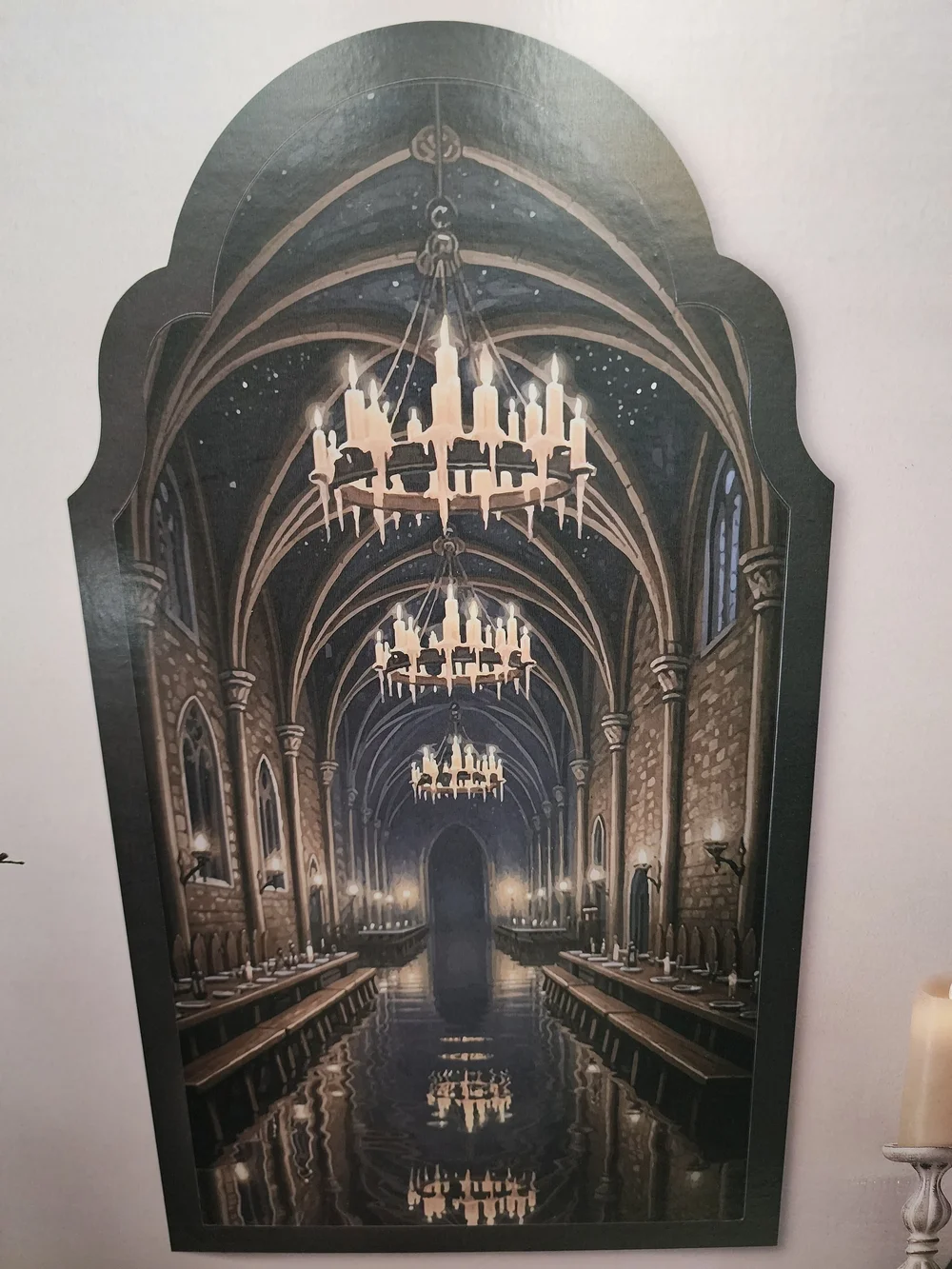 MARTHA STEWART LED LIGHTED MIRROR Cathedral Candlelit Hall Wall Art -
